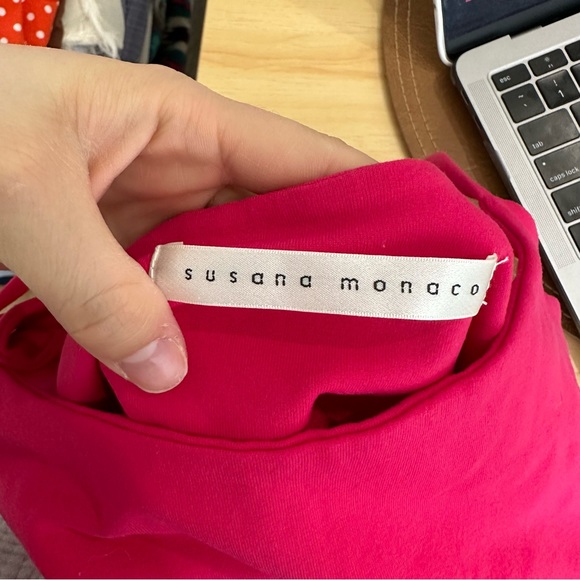 Susana Monaco | Hot Pink Pleated Front Circle Skirt Tank Dress Sz XS - Picture 9 of 10